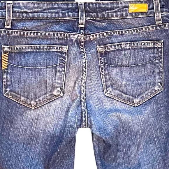 Paige Melrose Straight Leg Low Rise Blue Denim Jeans with Frayed Hem. Size 27 - Picture 7 of 10